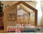 Podwójne drewniane łóżko domek z barierkami Cynia 200x140 cm szuflady + drugie spanie