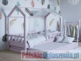 Łóżko domek Bella malowane marki Oliveo różowe