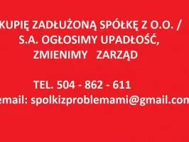 Kupię zadłużoną spółkę Z o.o. .zmiana prezesa, udziałowców, ochrona przed 299 k.s.h