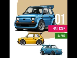 Kliparty Fiat 126p Polski Maluch Grafiki PNG Do Druku