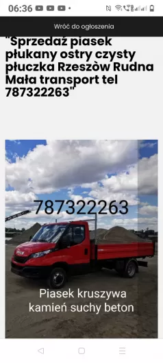 Usługi transportowe Rzeszòw Piasek kruszywa  tel 787322263