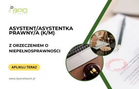 Asystent Prawny/Asystentka Prawna z orzeczeniem o niepełnosprawności - praca hybrydowa dla osób z
