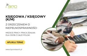 Księgowa/Księgowy z orzeczeniem o niepełnosprawności -praca zdalna dla osób z całej Polski